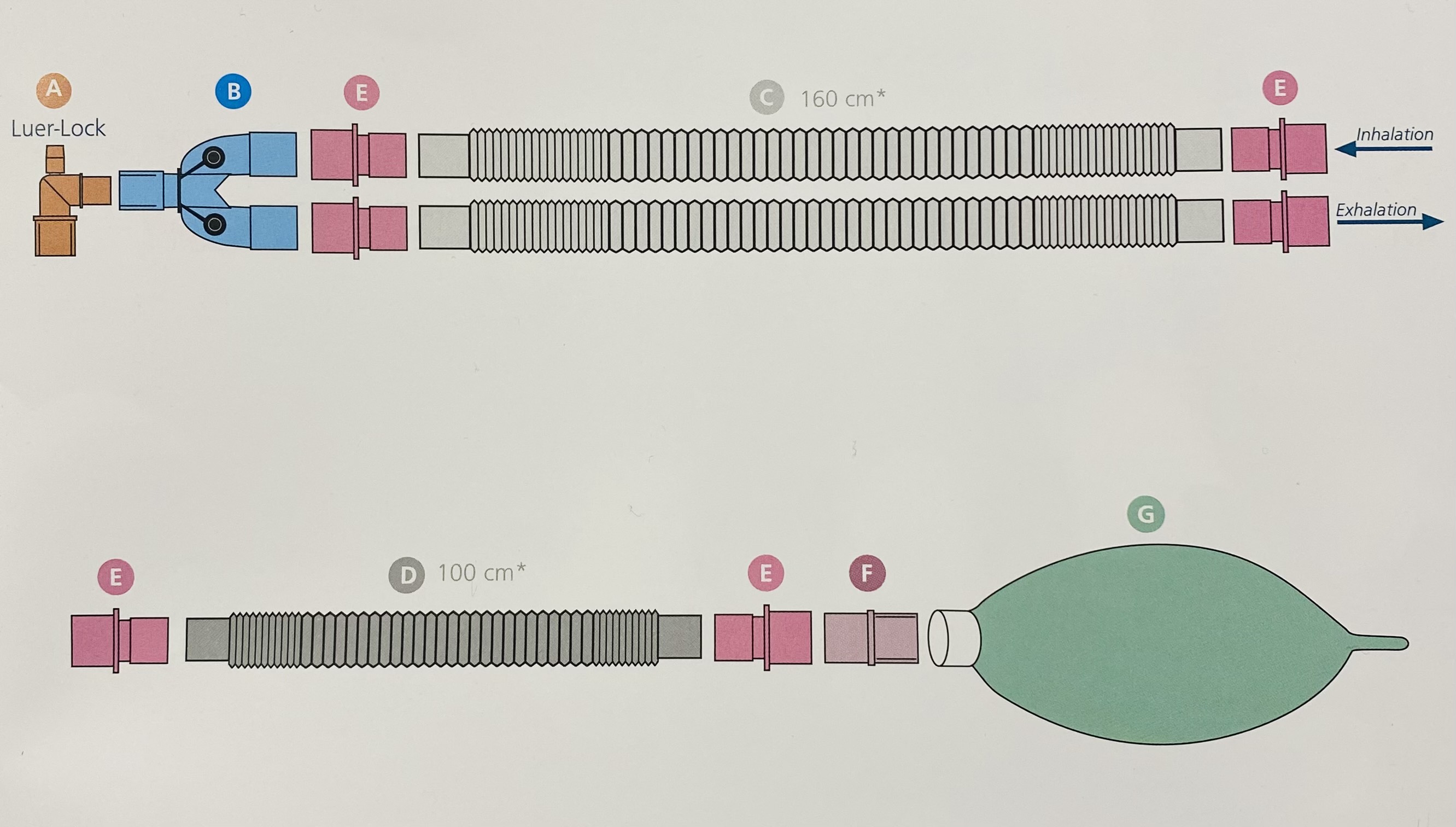 Контур анестезіологічний, що розтягується для дорослих з додатковим шлангом 0.8м та дихальним мішком, Пласті-мед